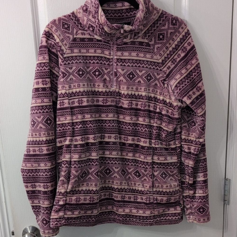 Eddie Bauer Women's Nordic Print Plush Pullover Large